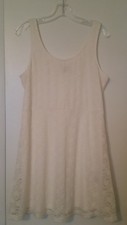 Express new off white sleeveless double layer lace floral tank dress large L