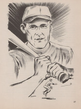 Rogers Hornsby HOF Baseball Illustration Sketch 1950 Art Print Page 8x10