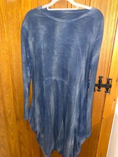 MADE IN ITALY Blue Tie Dye Lagenlook Tunic Dress One Size In Very Good Condition
