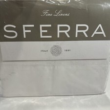 Sferra Leonardo White King Pillowcases 8984 Pair Solid 100 Cotton Percale Italy