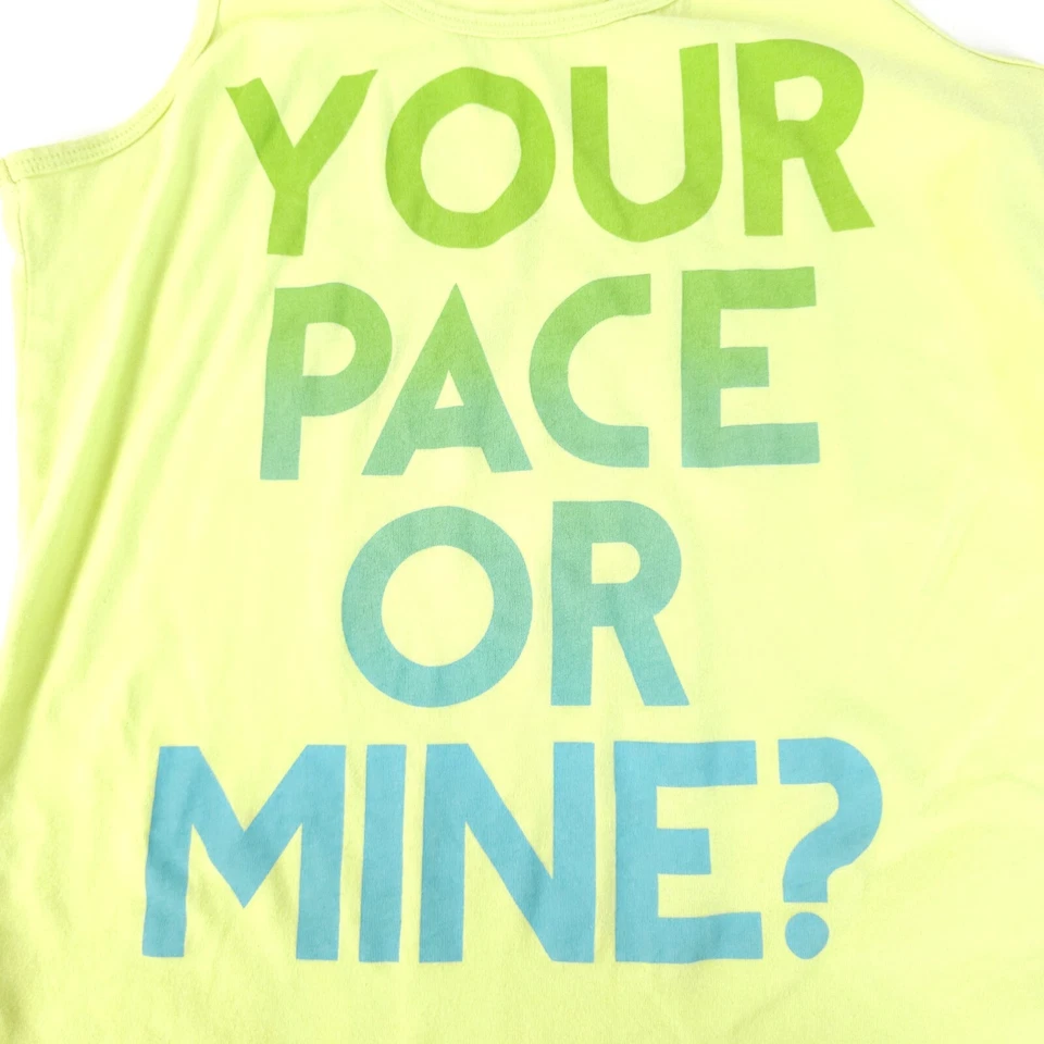 Camiseta sin mangas de gimnasio para mujer mediana verde neón entrenamiento mentón ropa ritmo Foto 2 de 4