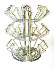 24 Tier Metal Spinning Chrome Carousel Tower 9.5 h x 8 w Used Condition: Used