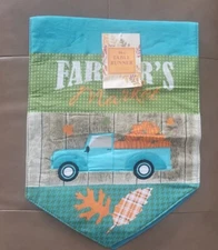Fall Table Runner Pickup Truck Pumpkins Leaves FARMERS MARKET 13"x36"