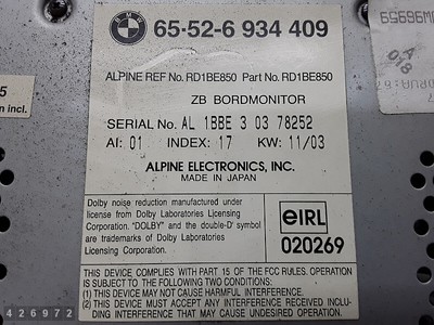 BMW E46 M3 Bordmonitor Wide Screen mit CC 65526934409 65526923875  