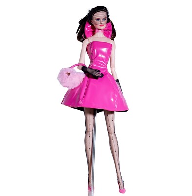 1:6 Miniatur Puppe Rosa Mode Outfit Jacke Kleid Body Handtasche Zubehör