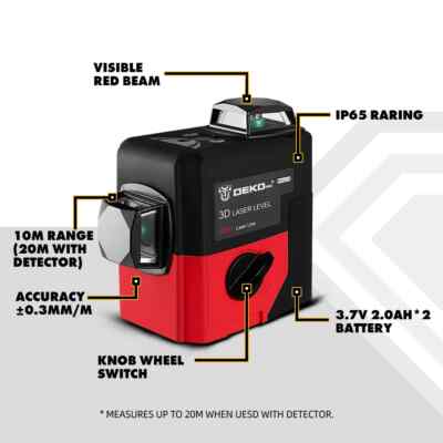 12 Lines 3D Laser Level Self-Leveling 360 Horizontal&Vertical Cross use Detector