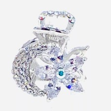 Flower Hair Claw Jaw Clip use Swarovski Crystal Hairpin Elegant Silver Z16