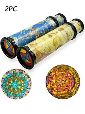 2 Stück rotierendes Kaleidoskop klassisches Kind Wissenschaft Spielzeug Eltern Kind pädagogisches Spielzeug