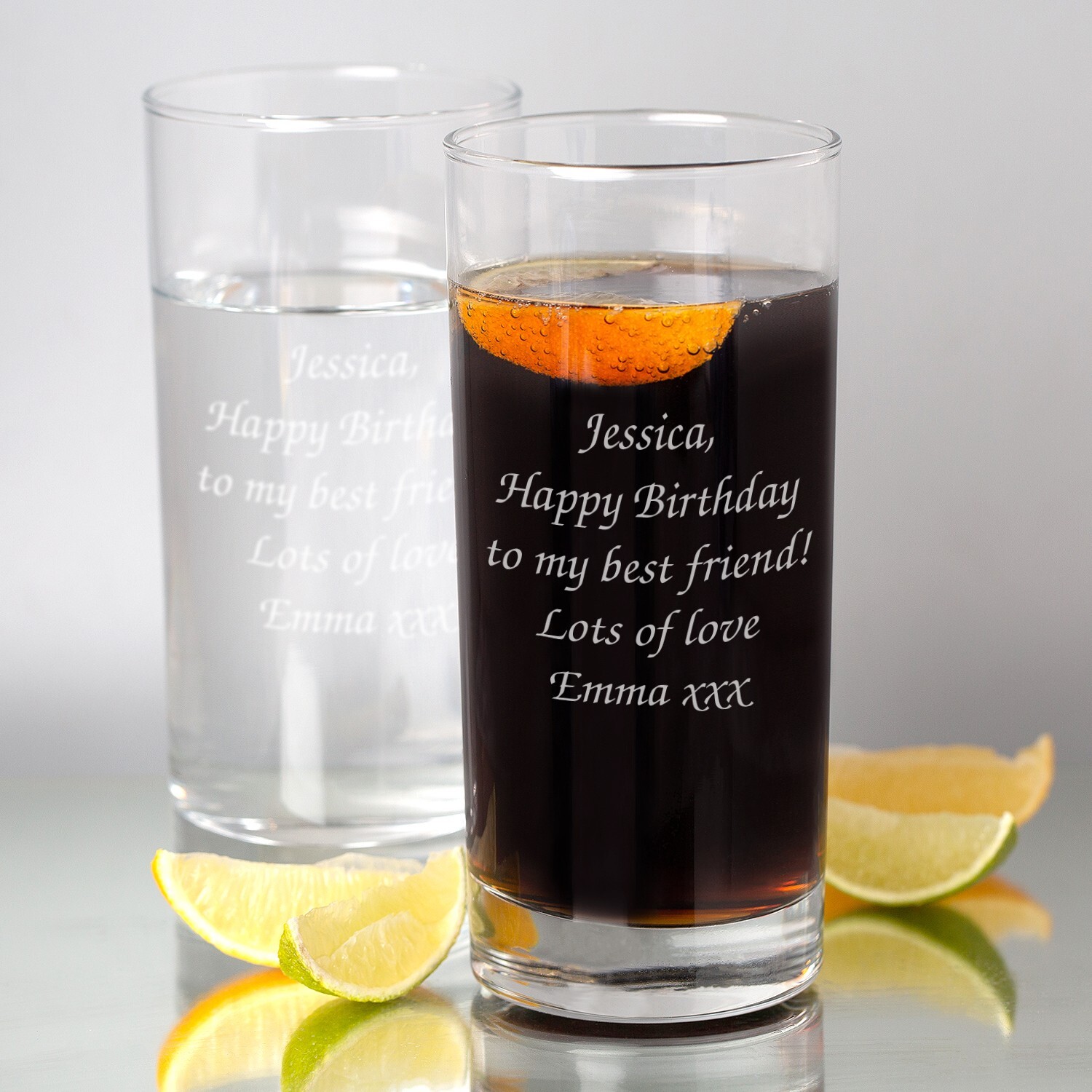 Personalised Engraved Hi ball mixer spirit VODKA AND COKE glass Any