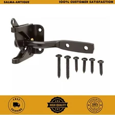 NEW Black Gate Door Latch Self-Latching Swinging Door Hardware Steel EZ Install