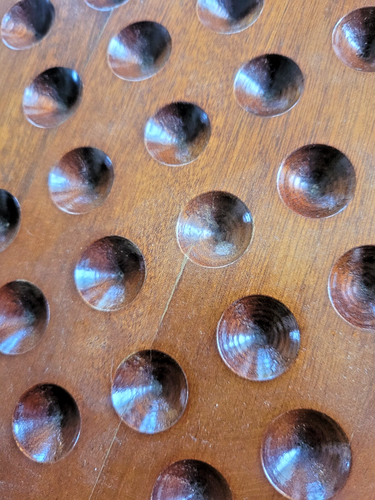 Turned Wood with Pillar Legs 29cms Dia. Solitare Board with Marbles - Picture 7 of 13