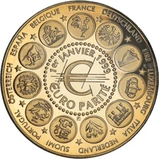 [#182211] France, Medal, 1er Janvier 1999, Euro Parité, EUROPA, Politics, 1999