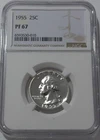 1955 NGC PF67 90% Silver Proof Washington Quarter 25c White Lbl
