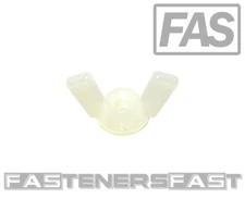 (10) 1/4-20 Nylon Wing Nuts - Natural Nylon Large Pattern Butterfly Nuts -10 Pcs