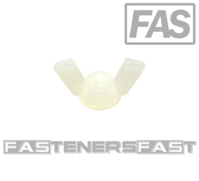 FASTENER CART (10) 1/4-20 Nylon Wing Nuts - Natural Nylon Large Pattern Butterfly Nuts -10 Pcs