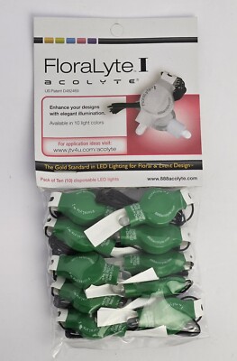 LED FloraLyte Acolyte Lights For Floral Party Event Design Wedding GREEN 10 Pack