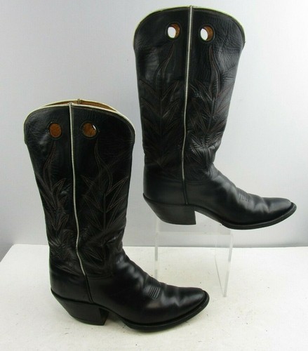 Black Leather Western Cowboy Boots Size 