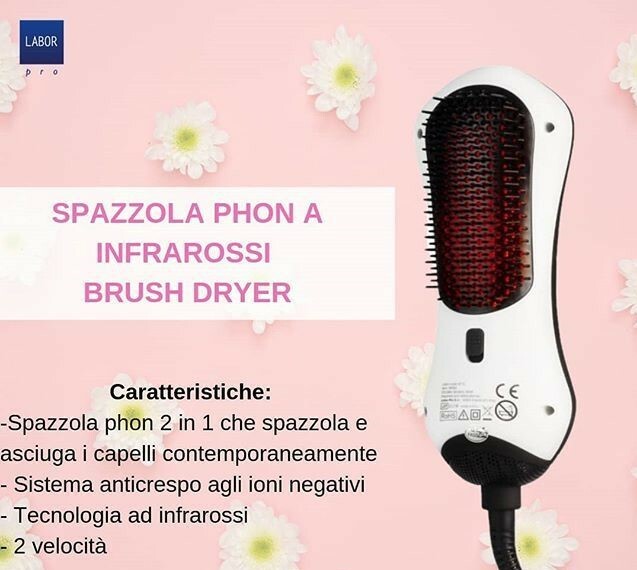 LABOR BRUSH DRYER SPAZZOLA PHON INFRAROSSI 2 IN 1 SPAZZOLA E ASCIUGACAPEPLLI 