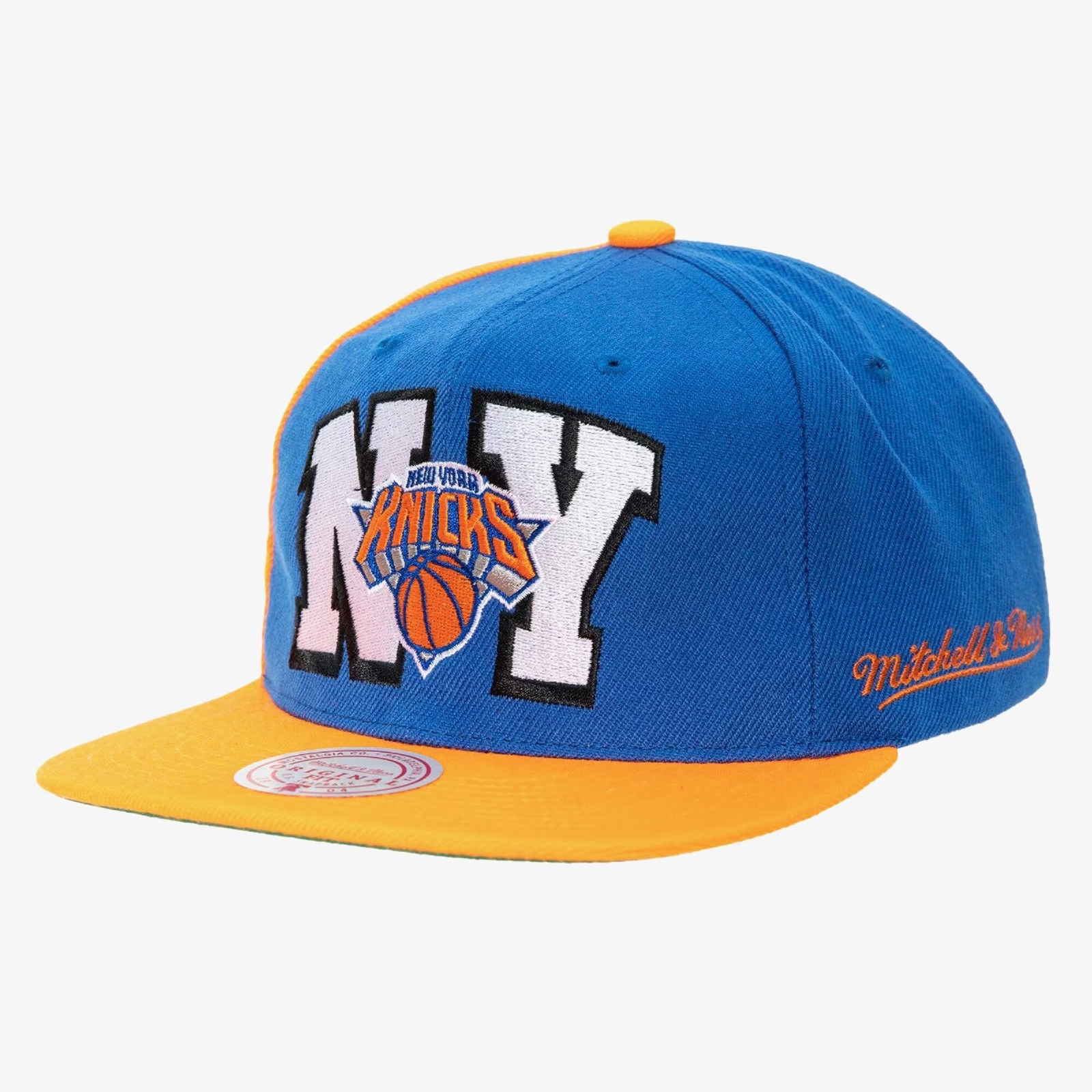 МУЖСКАЯ БЕЙСБОЛКА MITCHELL - NESS NBA С НАДПИСЬЮ НИКС - КОРОЛЕВСКИЙ-ОРАНЖЕВЫЙ 4890₽