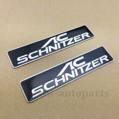 2x Aluminum AC Schnitzer Logo Emblem Car Badge Decal Sticker