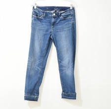 Black Market White House Womens Blue Denim Crop Jeans Midrise Cuff Hem Pockets 4