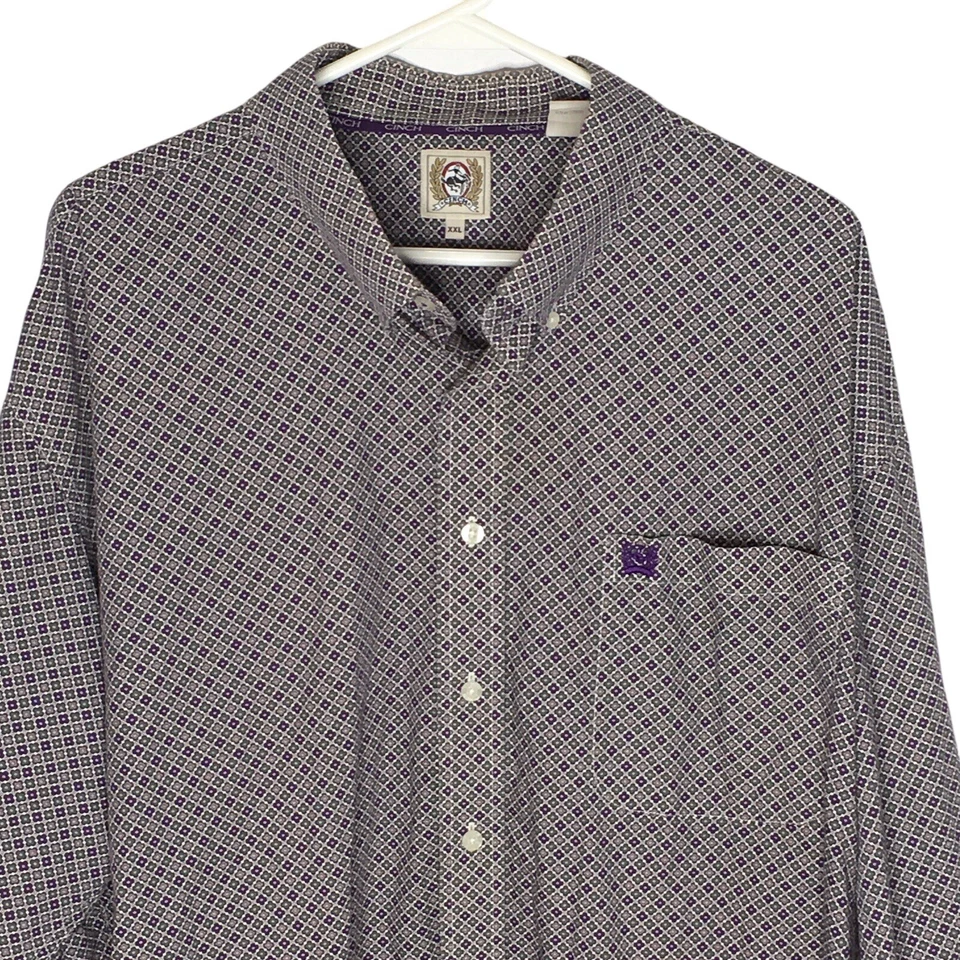Camisa de vestir Cinch para hombre LS abotonada púrpura blanco diamante talla XXL Western Rodeo Foto 3 de 4