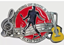 Elvis Presley Belt Buckle Cast Metal w/Enamel Inlay 4" x 2.5" NEW