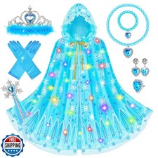 Jeowoqao Princess Dress up for Girls 4-6, Light up Princess Cape with Crown G