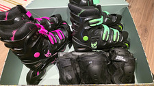 No Fear Girls Adjustable Inline Skates Size 5-8 Black Pink Green