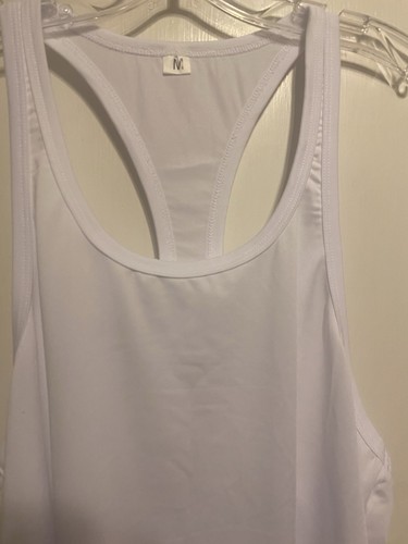 Unbranded Bodybuilding stringer Tank top Silkie white size Medium NWOT - Picture 2 of 3