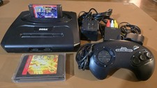 SEGA Genesis Black Console w/ Controller Power Adapter AV Cables 2 Games