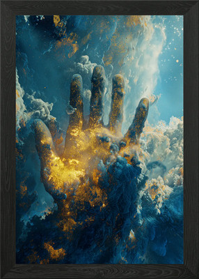 Himmlische Hand am bewölkten Himmel gerahmtes Wandbild Poster Leinwanddruck Bild