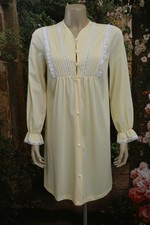 GOSSARD ARTEMIS Antron III Nylon Robe, Lace, Victorian Revival, Sz S/M Vtg 70's