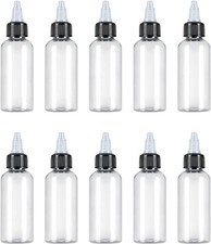 10PCS 1oz Plastic Small Squeeze Bottles with Twist Cap Clear Dispensing Bottles