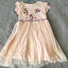 Disney Junior Minnie Mouse Pink Tutu Dress Girls 128 Ruffle Bow Knee Length