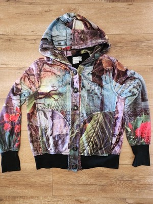 RARE Alberto Makali VELVET Haunted Castle Hoodie M Artsy Bomber Jacket Poppies