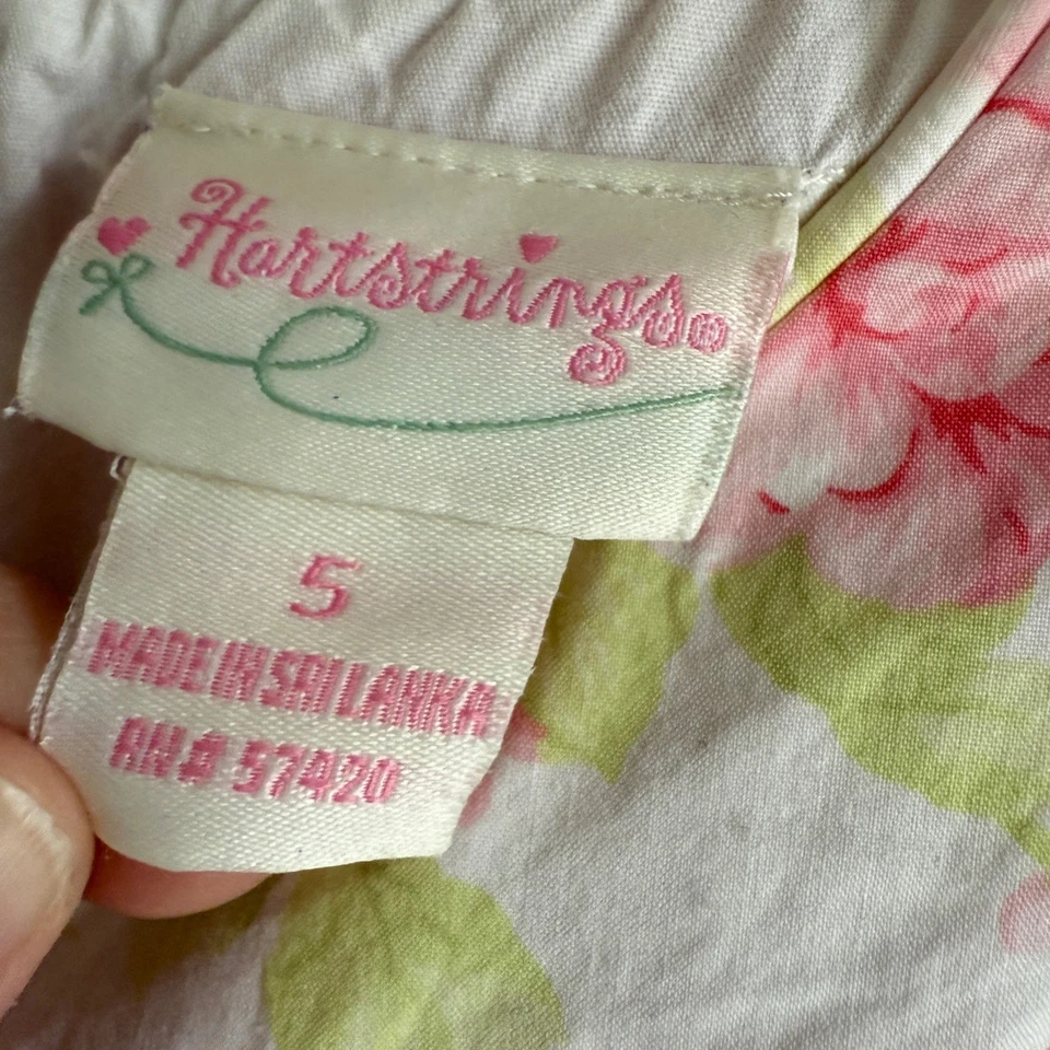 Hartstrings Vintage Classic Floral Dress Party Tea Dress Green Sash Rose Size 5 - Image 4 of 4