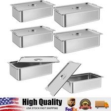 6 Pack Full Size Food Pan, 6 inch Deep Commercial Catering Hotel Pan with Handle