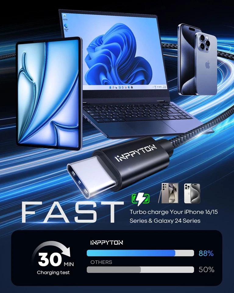 USB C Cable 60Ft, Extra Long 60 Foot USB A 2.0 to USB Type C Charging Cord Pr... - Image 2 of 4