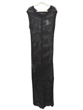 Tahari Ethereal Black Metallic Mesh Midi Dress Sleeveless Knit Wmn M Elegant NWT