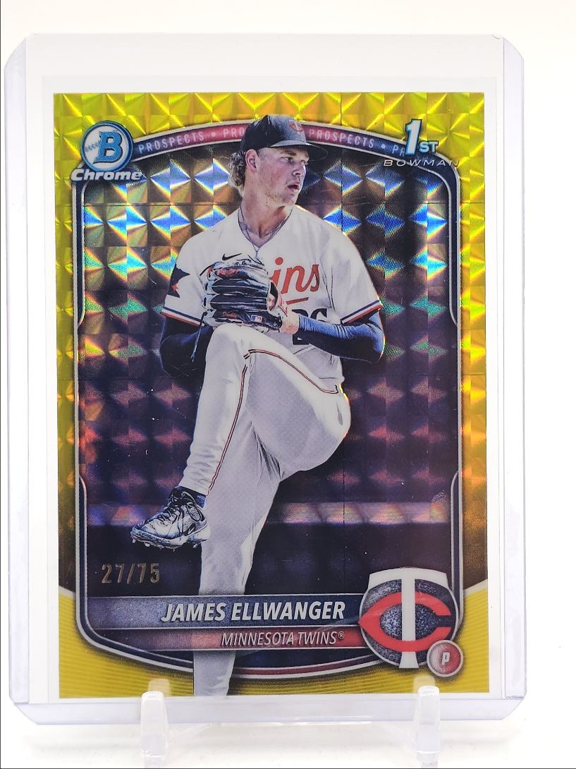 JAMES ELLWANGER 2025 BOWMAN CHROME DRAFT 1ST YELLOW GEOMETRIC /75 Q3917