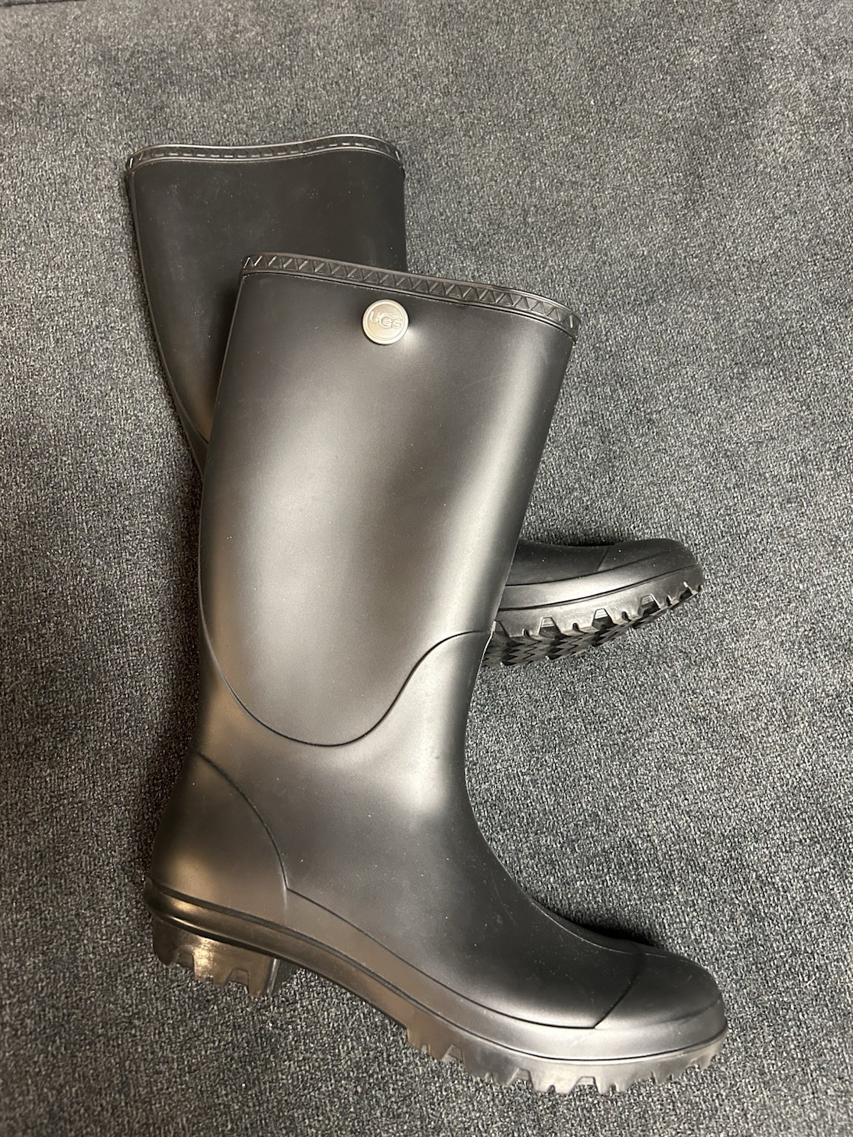 UGG Shelby Matte Black Waterproof Rain Boots Size 10 SN 1098249-image