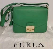 Authentic Furla Shoulder Bag Crossbody Purse Genuine Leather Made in Italy