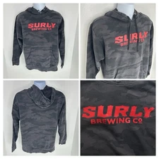 Surly Brewing Grey Camo Hoodie Large Minneapolis Minnesota Brewery Sweatshirt MN