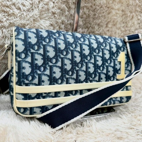 Christian Dior Shoulder Bag Blue Leather Ladies Excellent From Japan