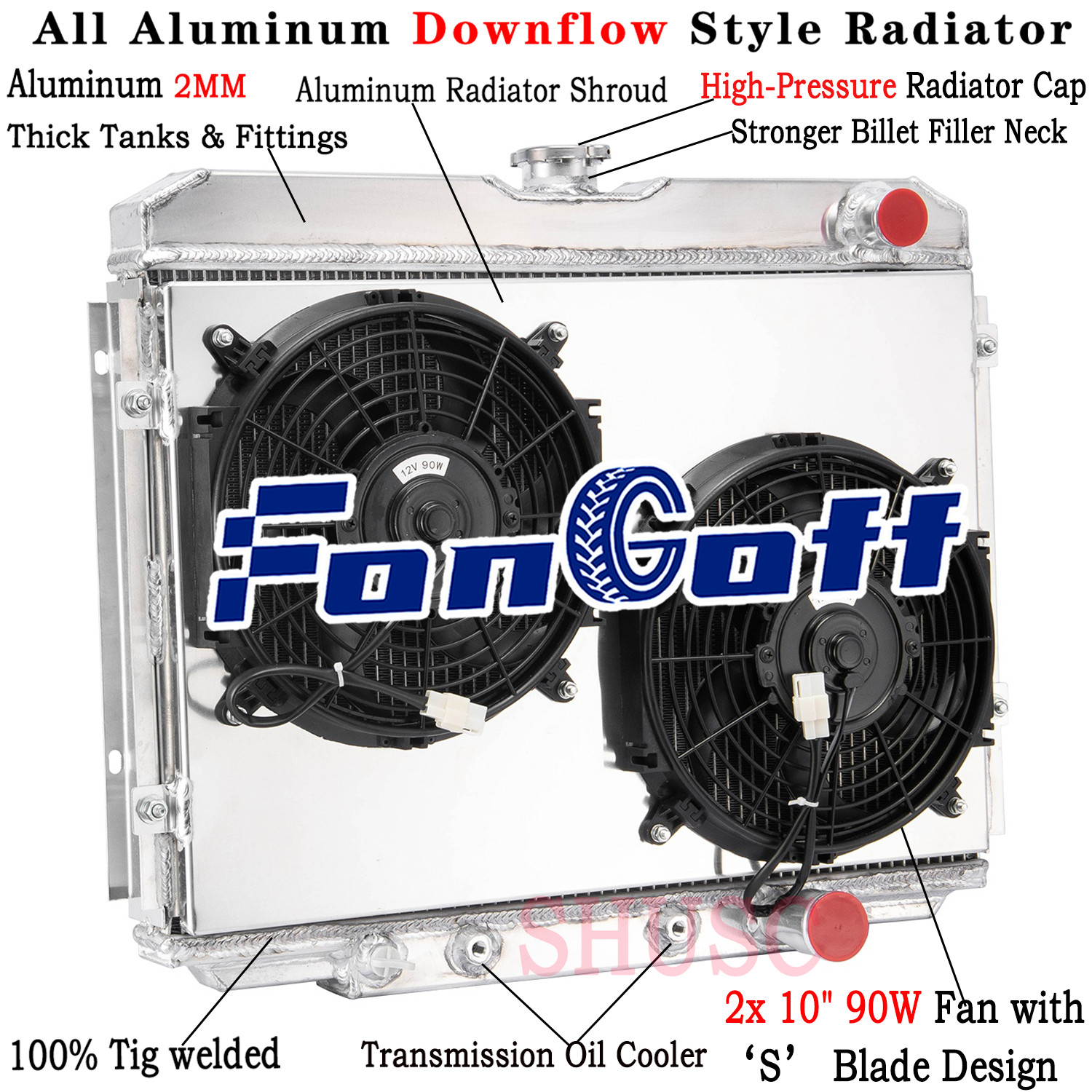 DPI338 3 Row Radiator Shroud Fan For 1967-1970 Ford Mustang Mercury Cougar V8