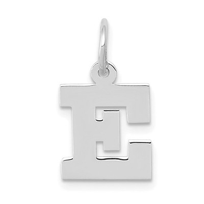 14k Weißgold kleiner Block Buchstabe E Initiale Charm Anhänger perfektes Geschenk für sie