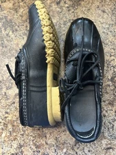LL Bean Waterproof Duck Shoes/Mocs, Slip on, Black With Gum Sole, Men’s 7