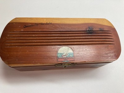 Vintage Geneva On The Lake Ohio Travel Souvenir Wood Treasure chest box