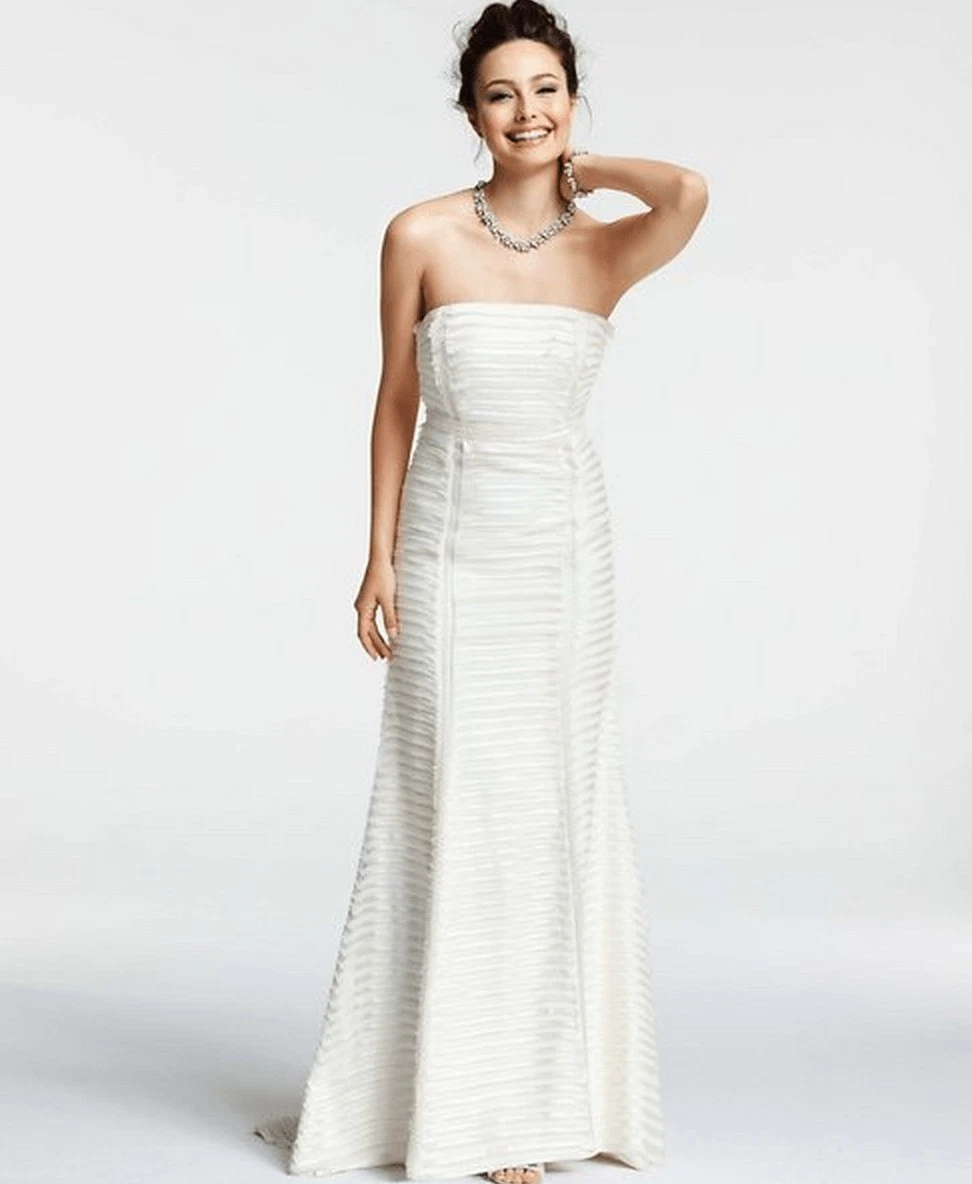 ann taylor prom dresses VINTAGE ANN TAYLOR 1980s Silk Ruched Peplum Strapless Cocktail Prom Dress XS